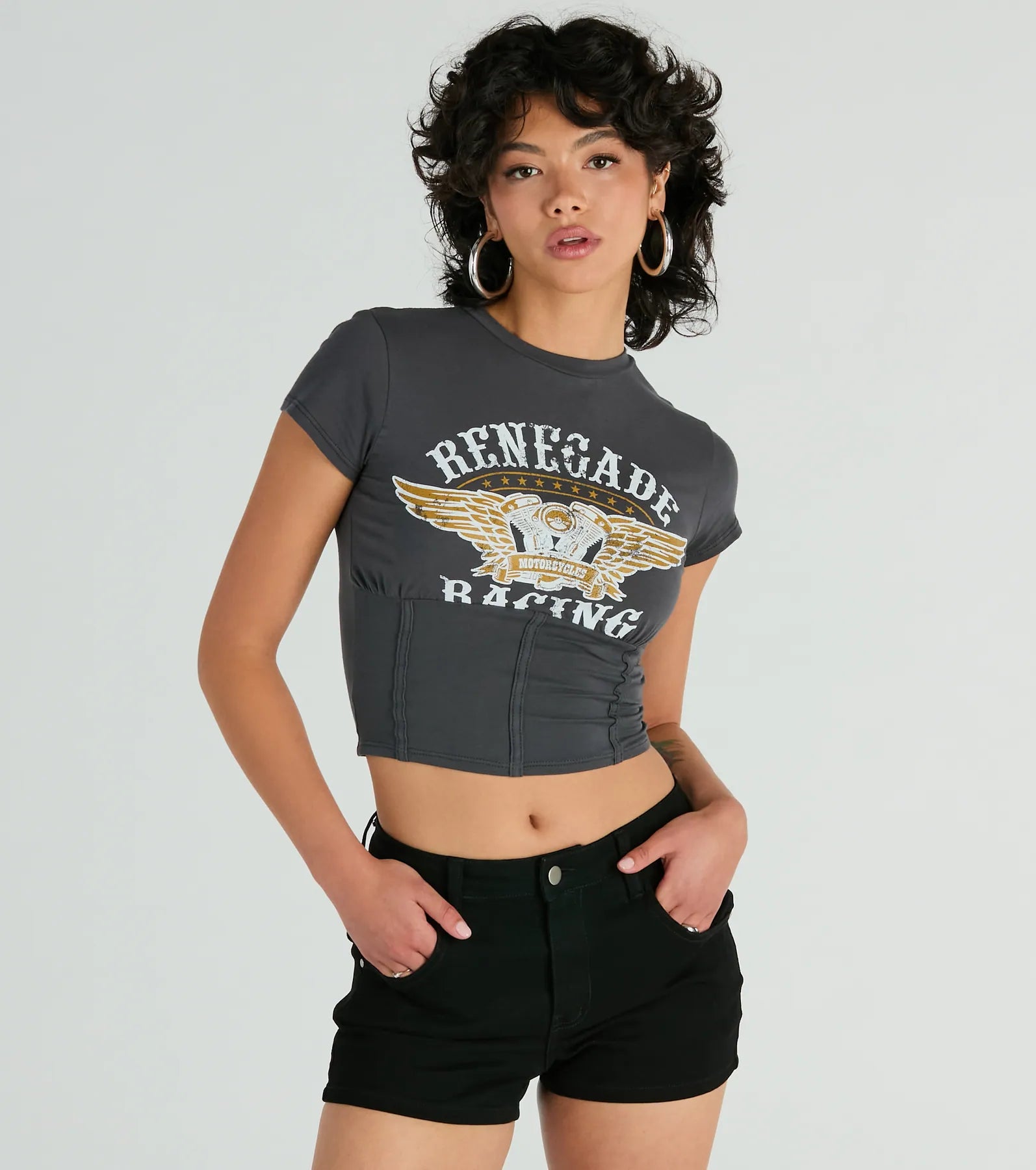 Renegade Racing Moto Corset Graphic Tee Bohemian Women's Free