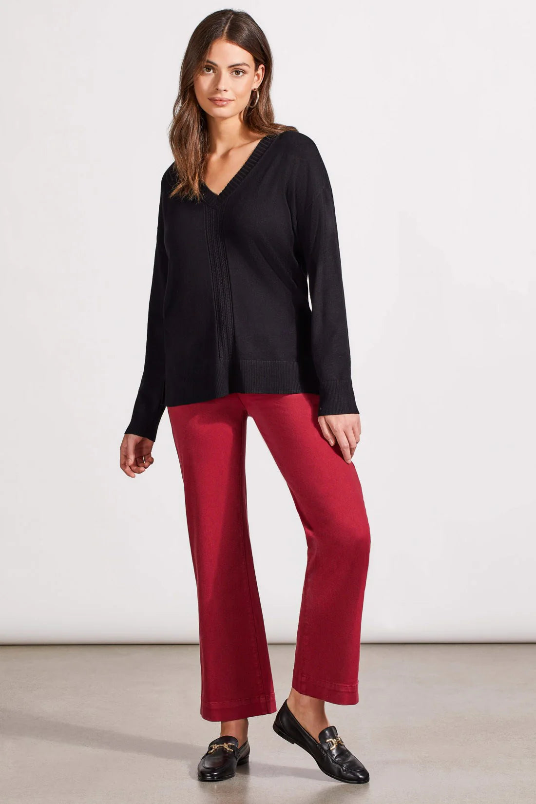 Tri 1924O V-Neck Sweater With Cable Knit Details Business