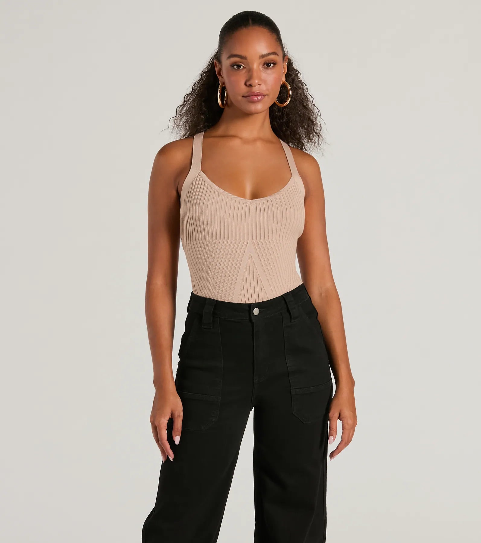 Up A Notch Sleeveless V-Neck Knit Bodysuit Polished Women's Silk