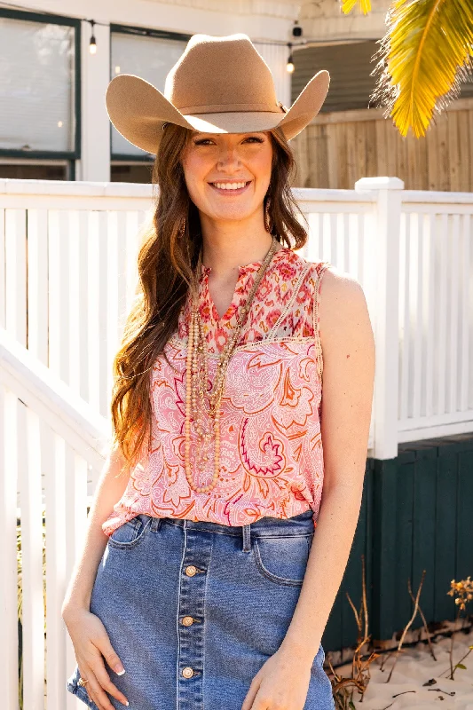 Boho Breeze Blouse, Pink Preppy Women's College