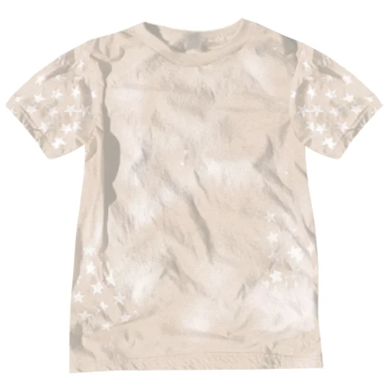 Beige Acid Wash Tee with Stars Youthful Women's Pop