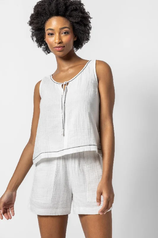 Tie Front Tank Relaxed Women's Beachy