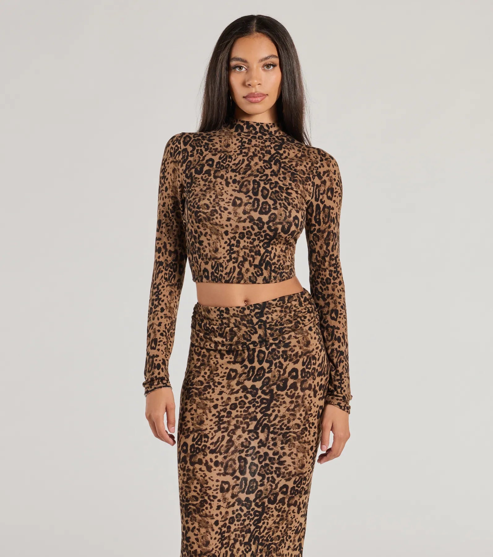 Bold Aura Leopard Print Knit Crop Top Streetwear Style for 