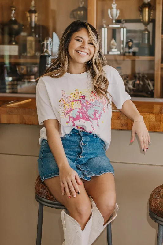 Neon Cowboy on White True Fit Tee Scandinavian