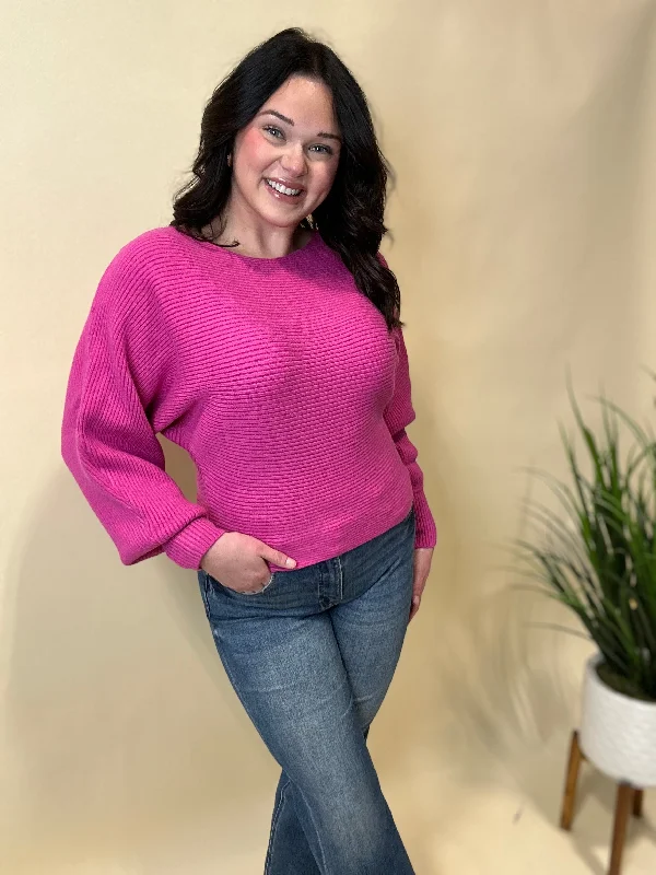 Ribbed Dolman Sleeve Sweater Streetwear Style for 