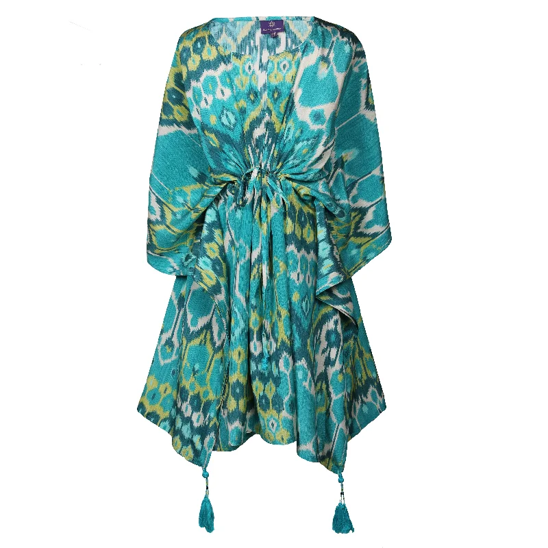 Acqua Vita Italian Silk Short Kaftan Monochromatic Office Style