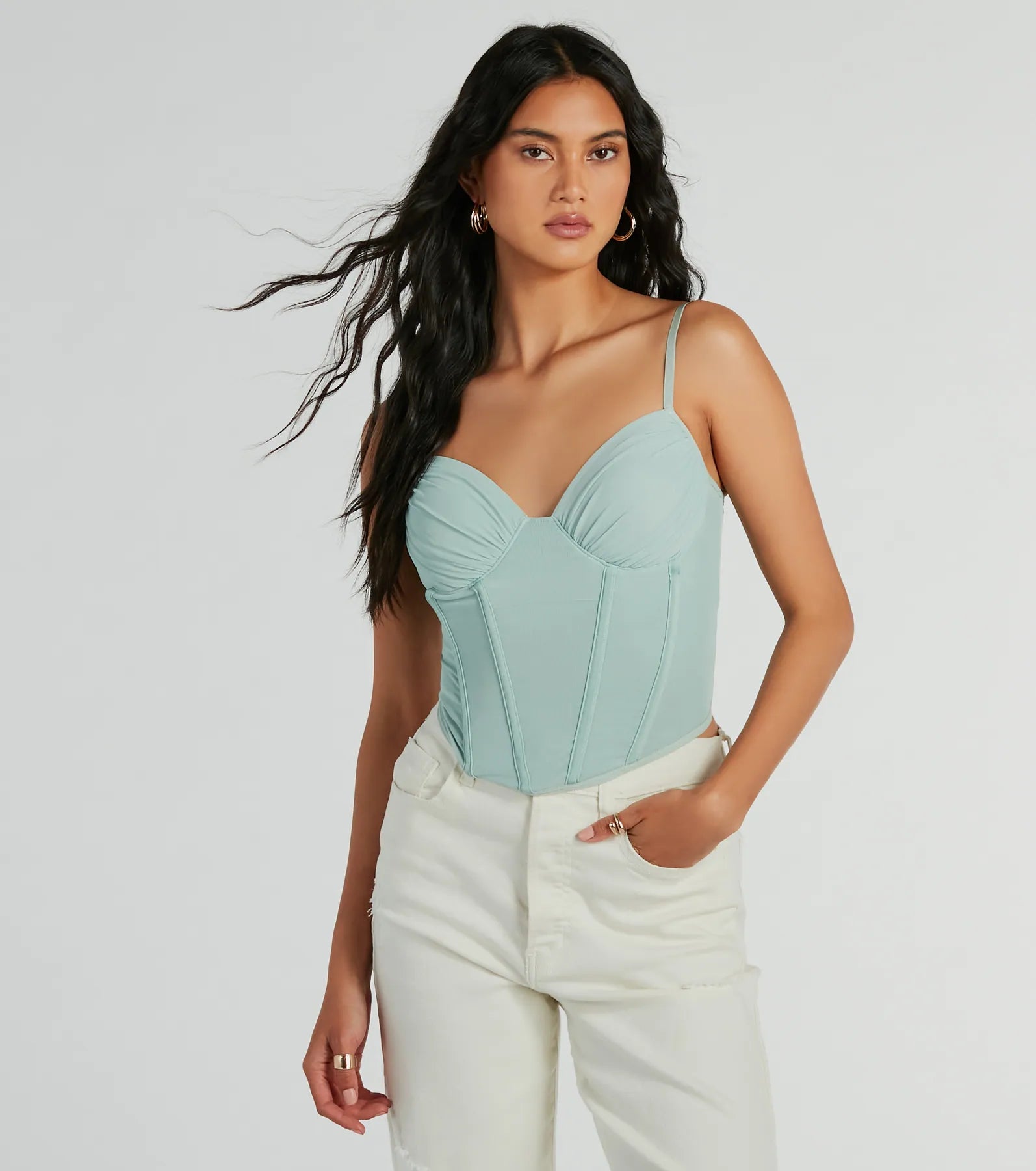 Sultry Perfection Mesh Cropped Bustier Top Bohemian Women's Free