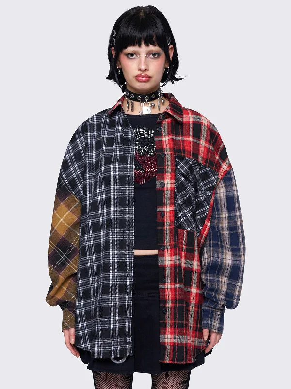 Indie Patchwork Plaid Shirt garde