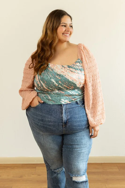 Marbled Blouse, Turquoise Sustainable Organic