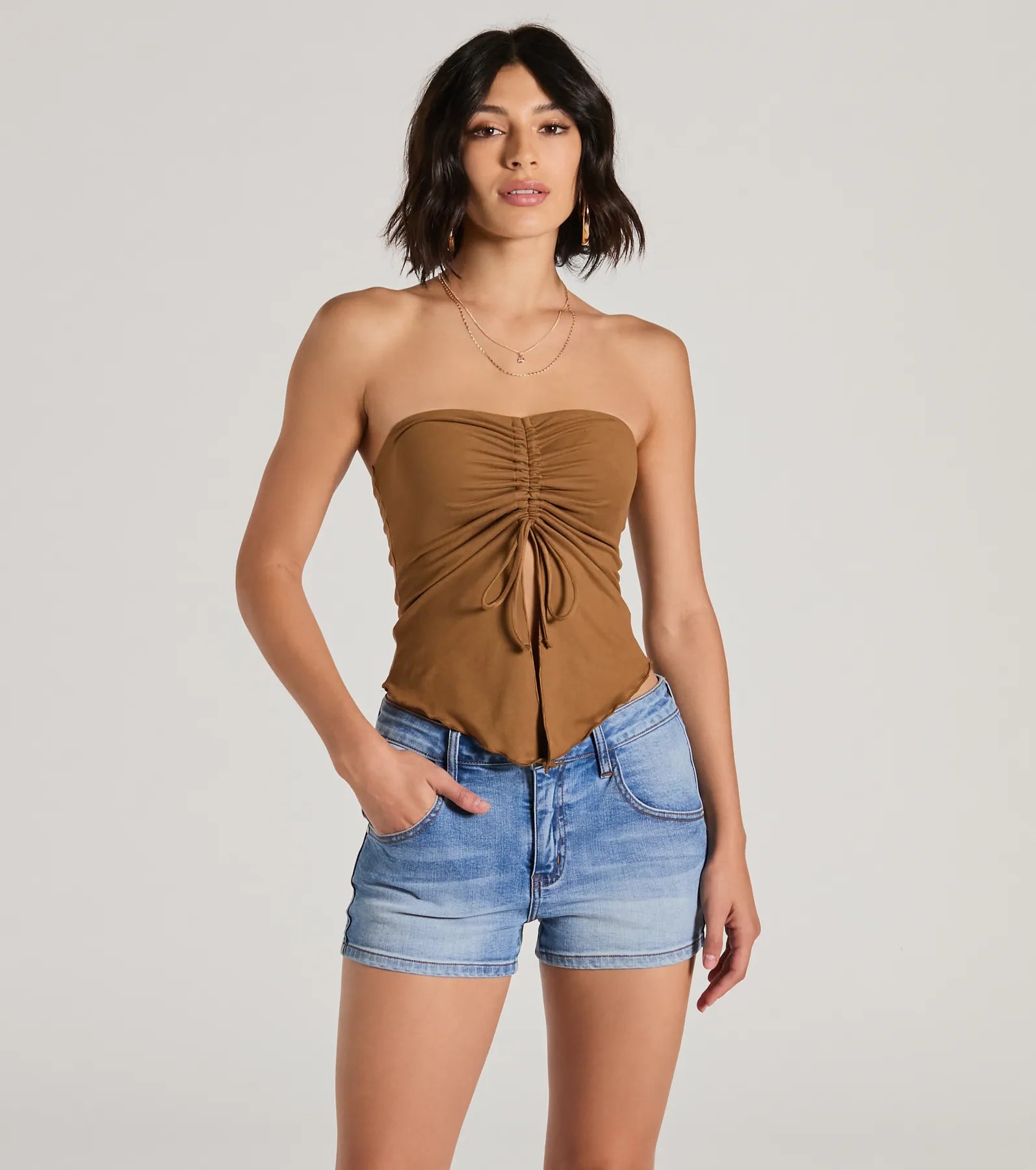 Hit The City Strapless Slit Crop Top Bohemian Women's Free