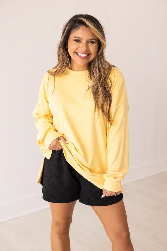 Micro Fleece Sweatshirt, Yellow Athletic Women's High - 