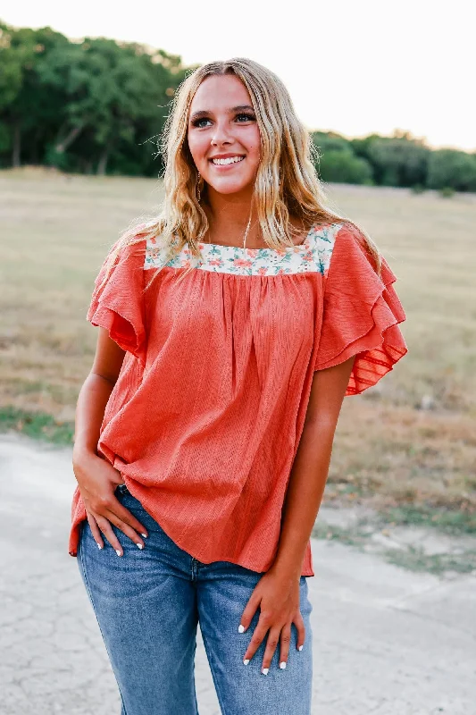 Florally Yours Orange Top Country