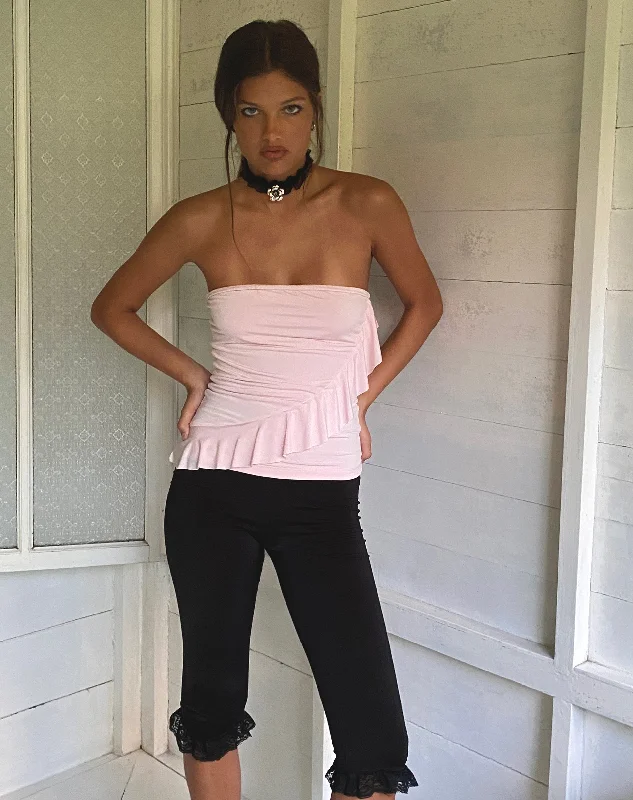 Baylin Ruffle Bandeau Top in Baby Pink Refined Women's Hand - crafted