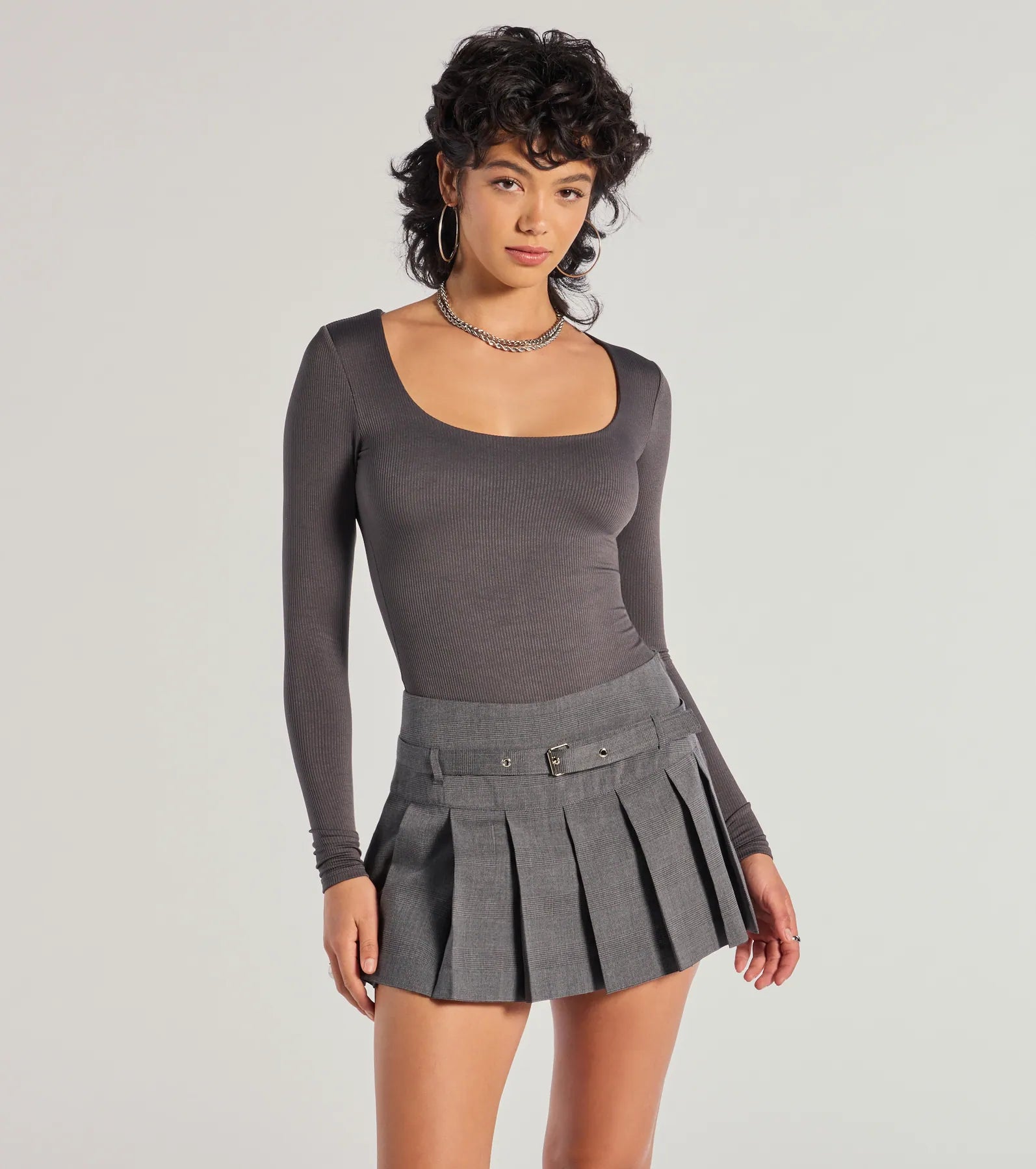 Sleek Appeal Ribbed Knit Long Sleeve Bodysuit Practical Women's Multi - 