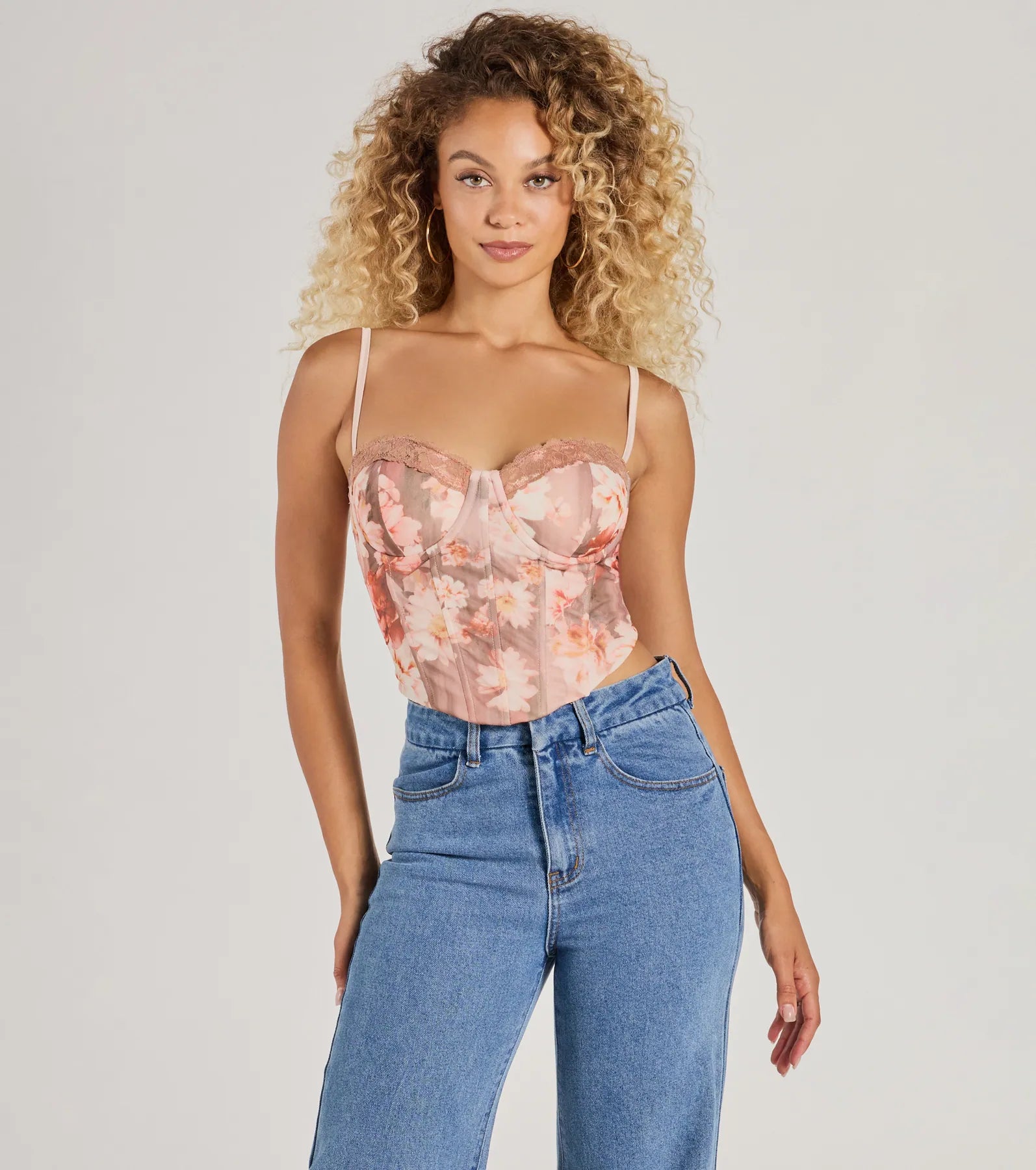 Pretty It Girl Lace-Up Floral Bustier Sustainable Organic