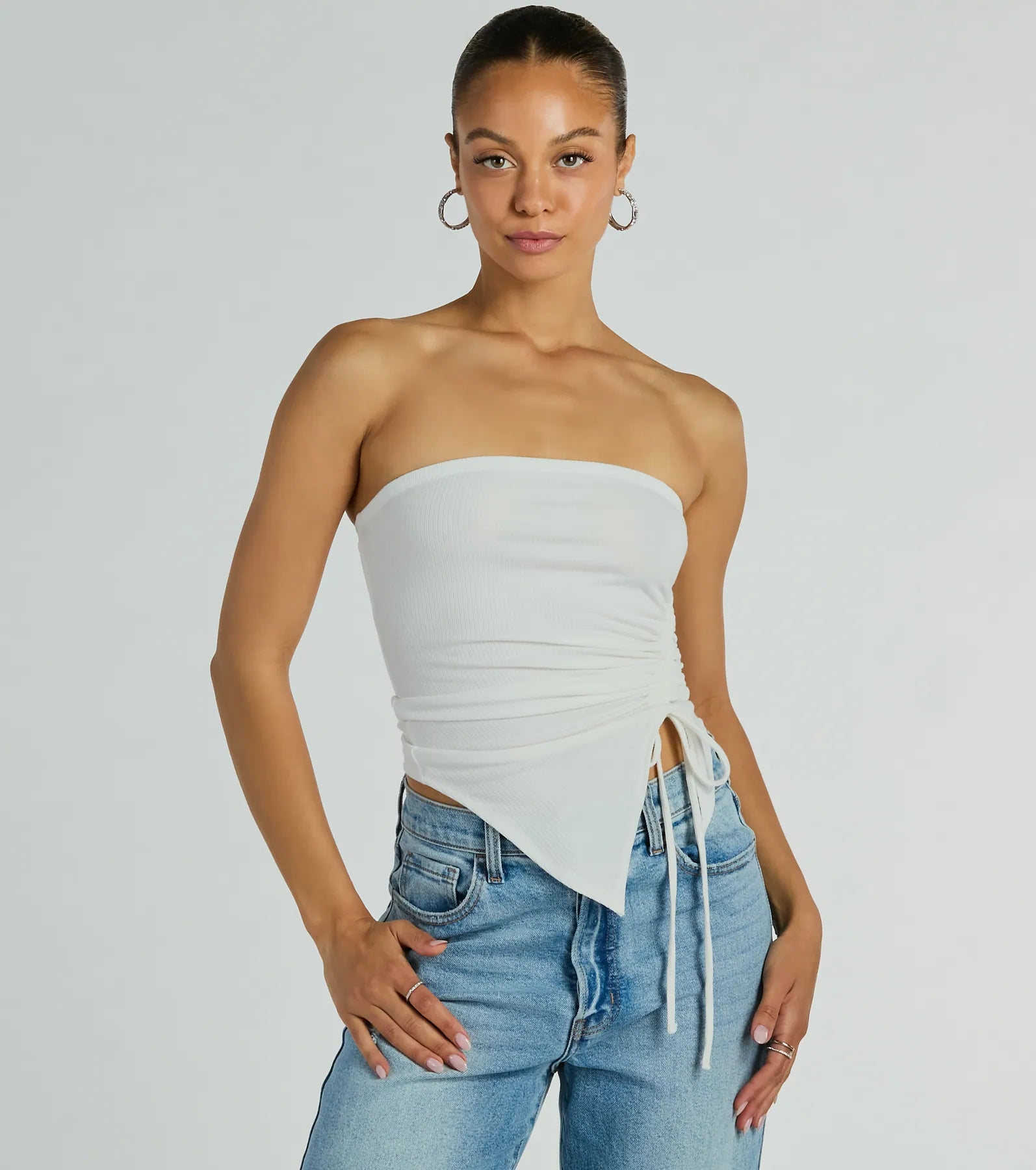 Easy Attention Strapless Slit Crop Top Luxurious Women's High -  end