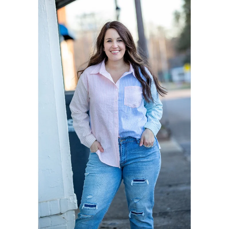 Vintage Button Down Top Casual Women's Japanese 