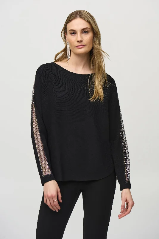 J.R 244910 Sweater Knit Pullover with Lace & Sequins Monochromatic All - in - one