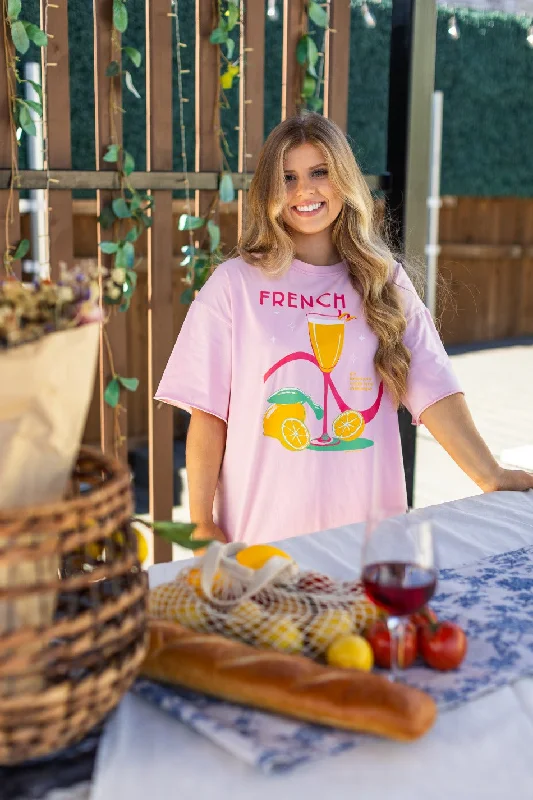 French 75 On Pink Relaxed Fit Tee Dynamic Women's High - energy