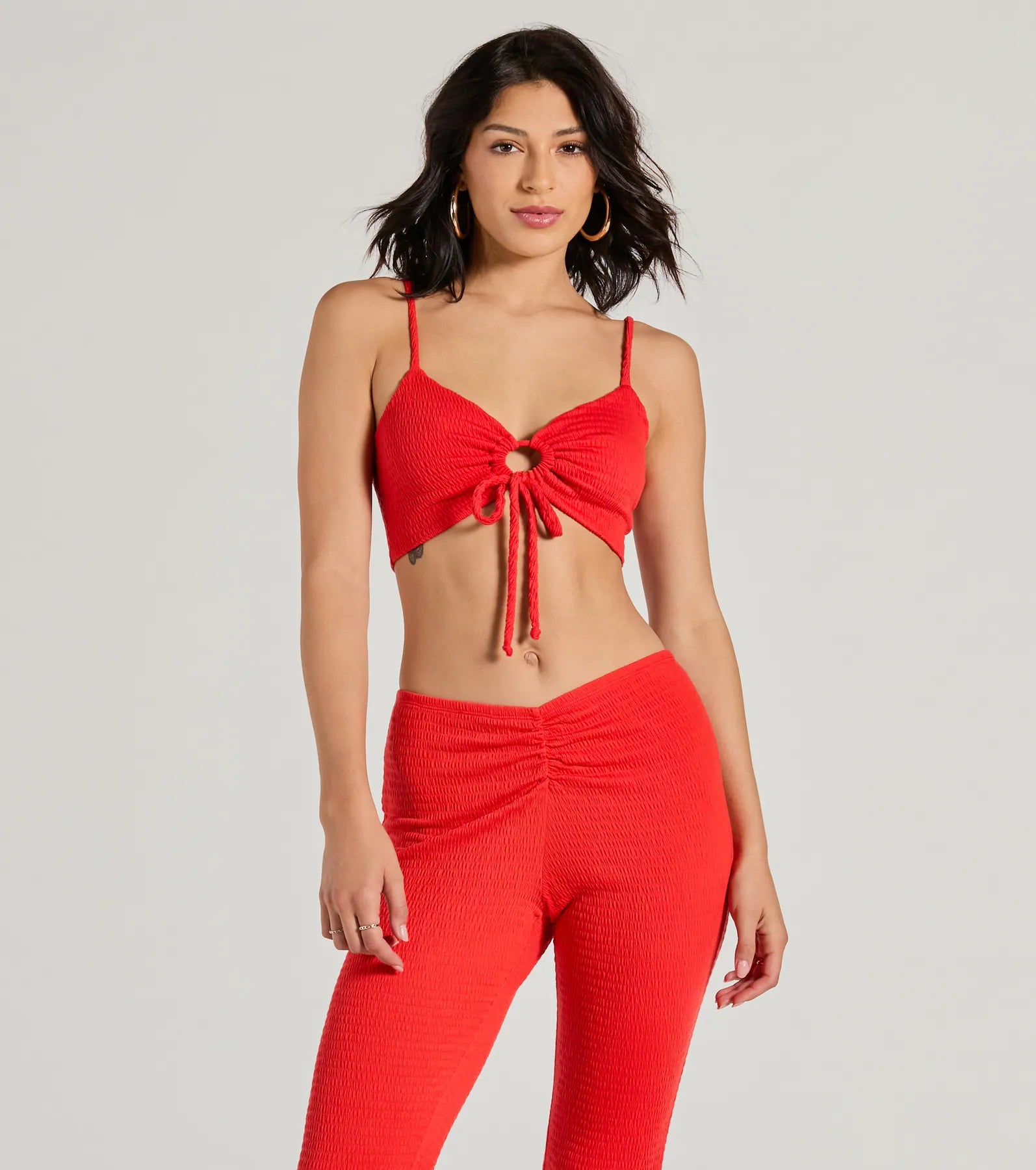 Looking Good Sweetheart Tie Front Crop Top Refined Women's 