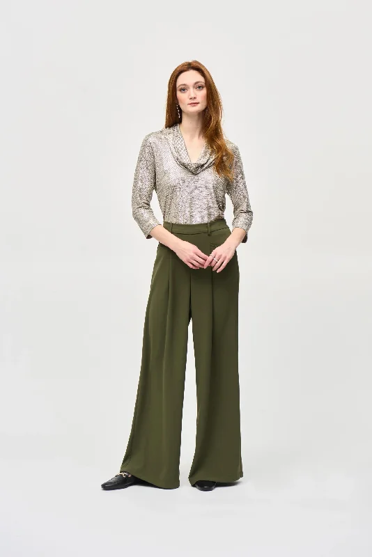 J.R 243167 Foiled Knit Cowl Collar Top Confident Women's Power