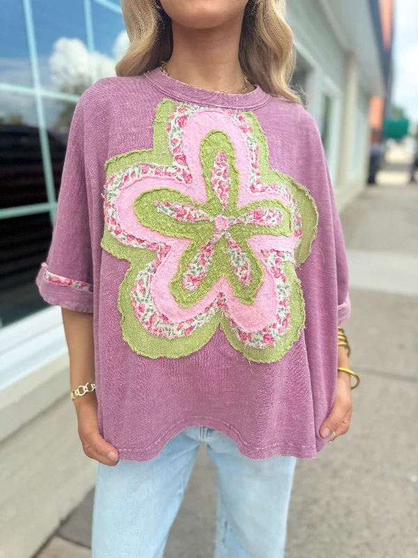 Peyton Flower Patchwork Top Cool Women's Distressed