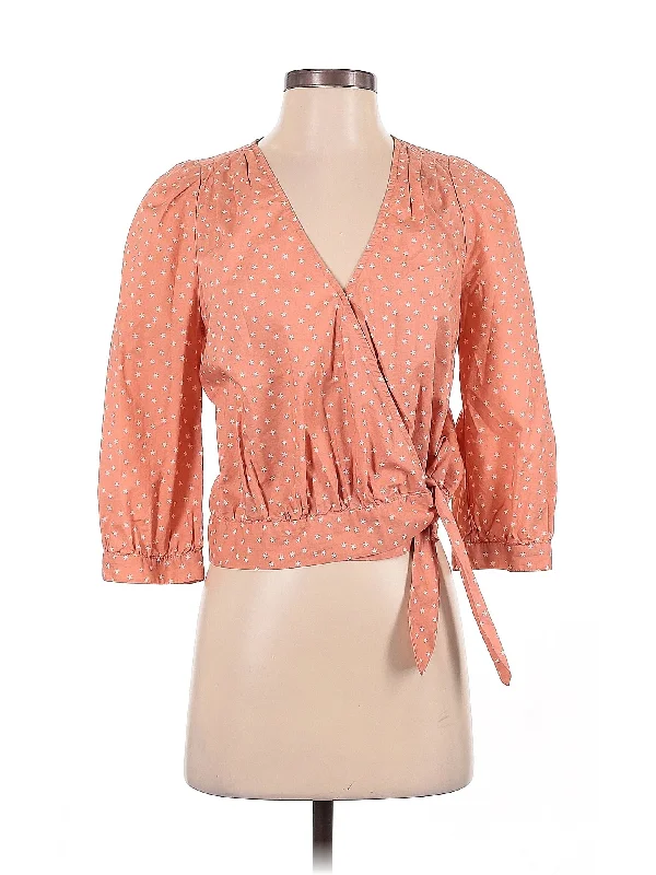 3/4 Sleeve Blouse Dapper Women's Bow - adorned