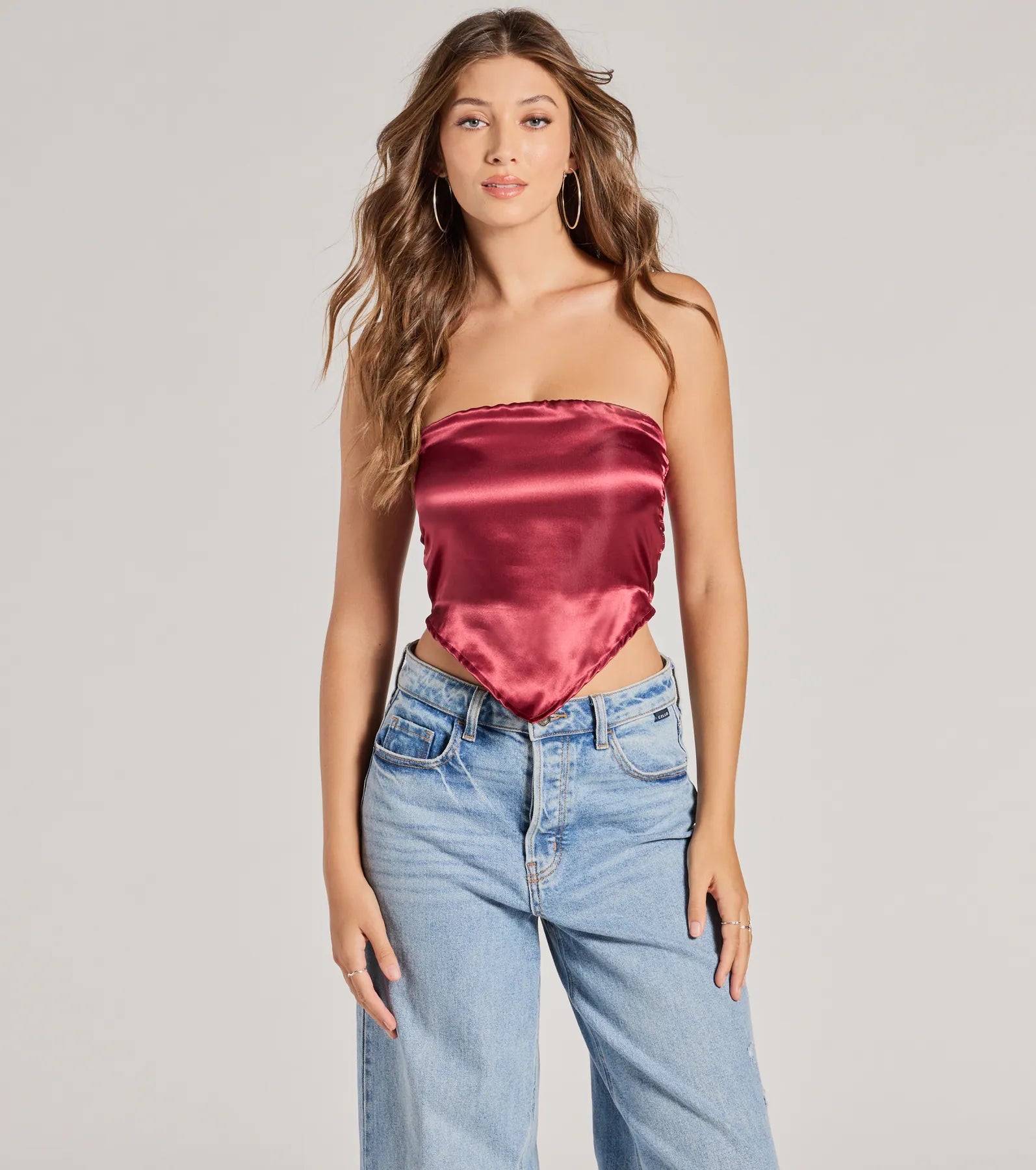 Chic Style Satin Cropped Tube Top Classic Women's Pin - striped