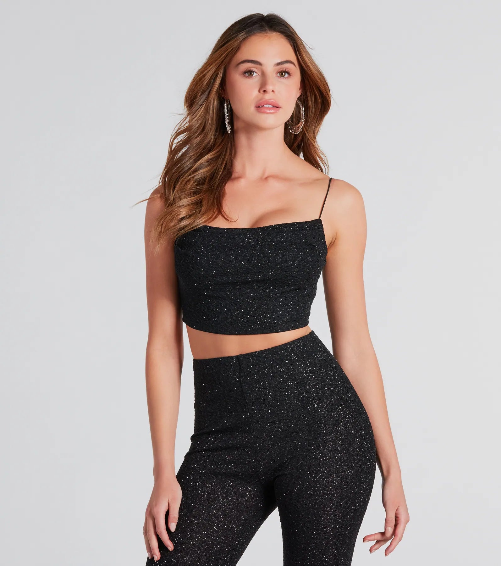 Dose Of Glitter Crop Top Trendy Women's Oversized