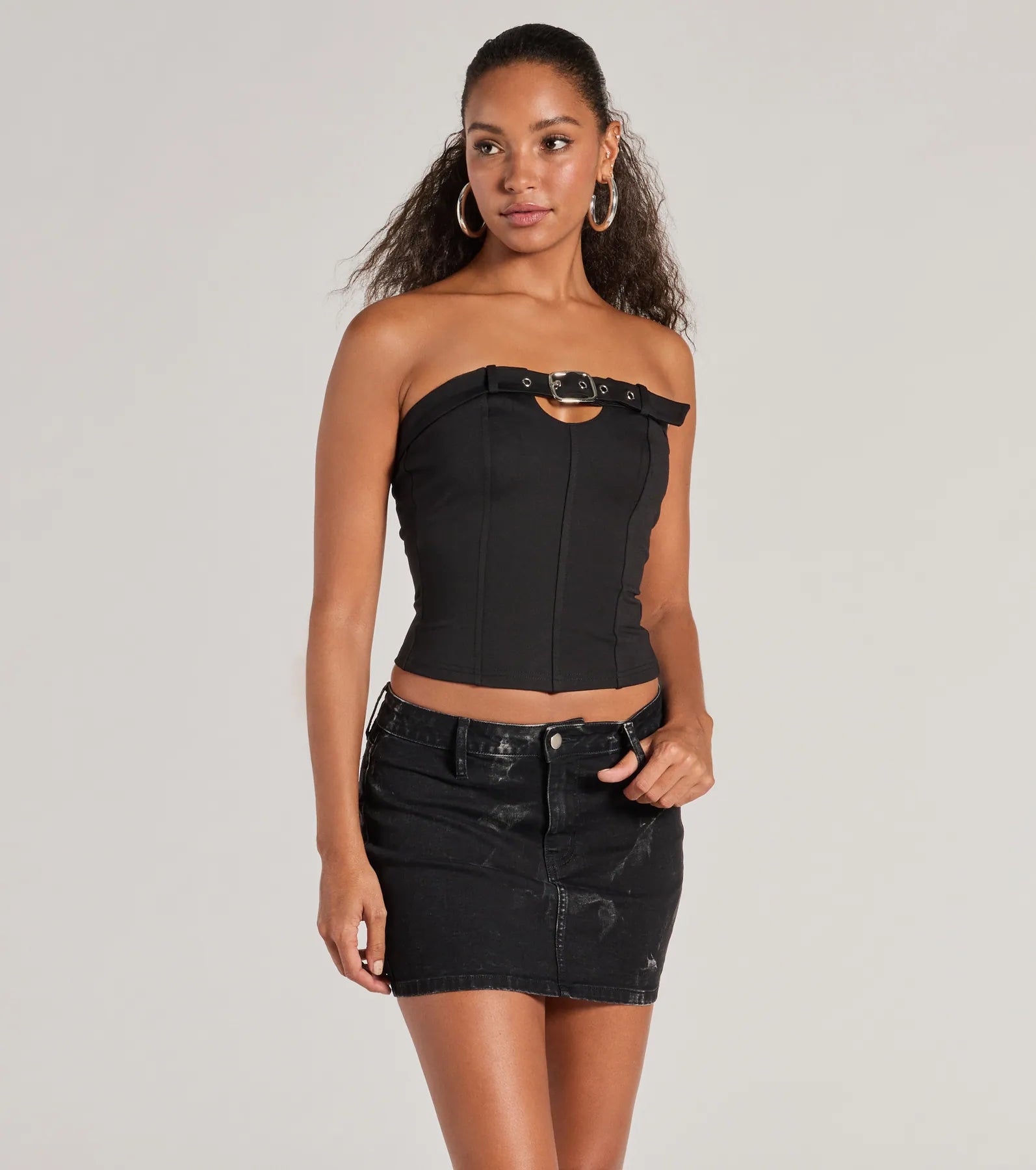 Trendy Edge Buckle Strap Tube Top Hip Women's Urban