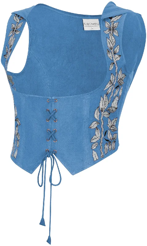 Tauriel Top Limited Edition Aegean Blue Silver Embroidery Traditional Women's 