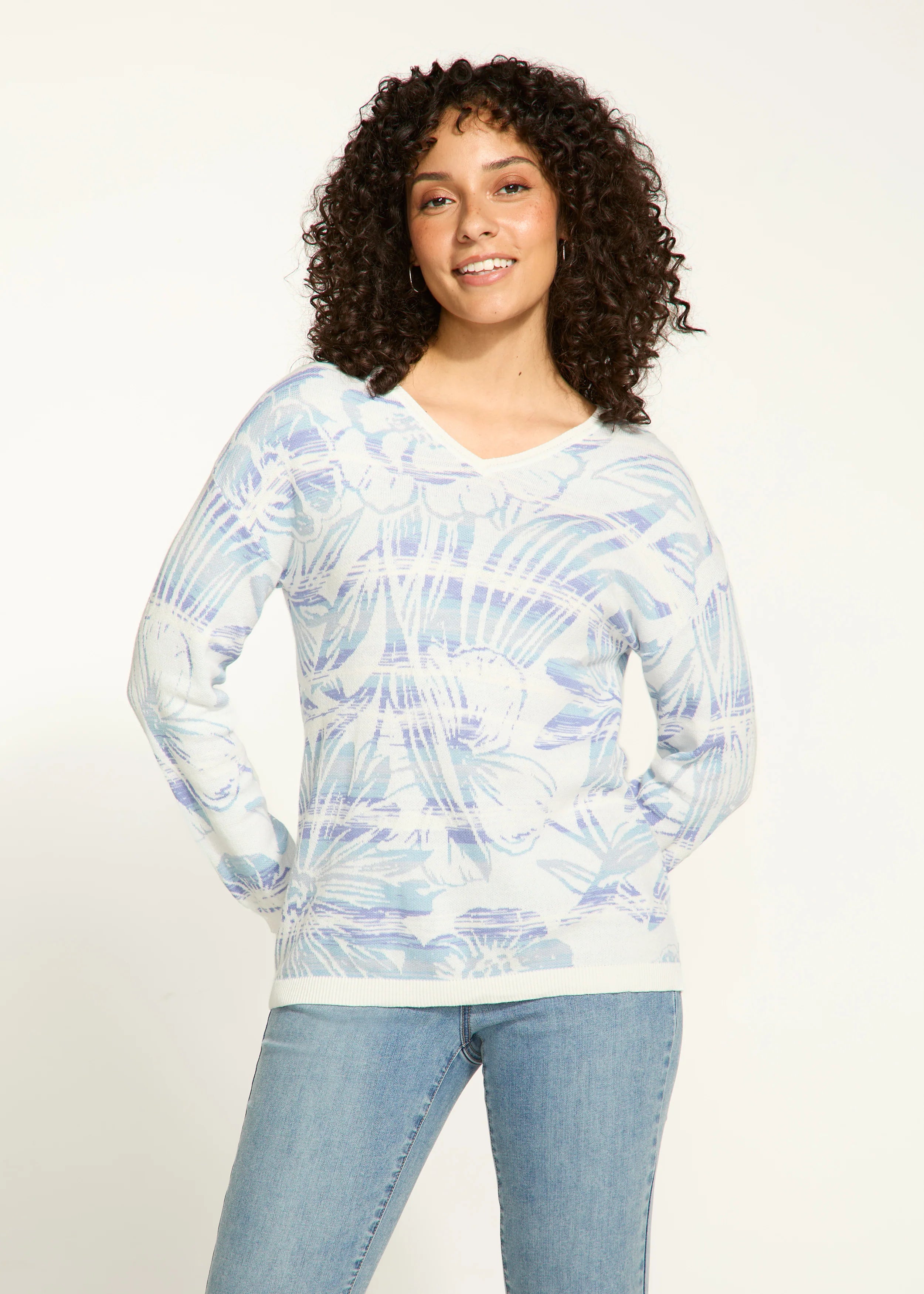 FDJ 1623764 Jaquard V-Neck Sweater Artistic Women's Avant - 