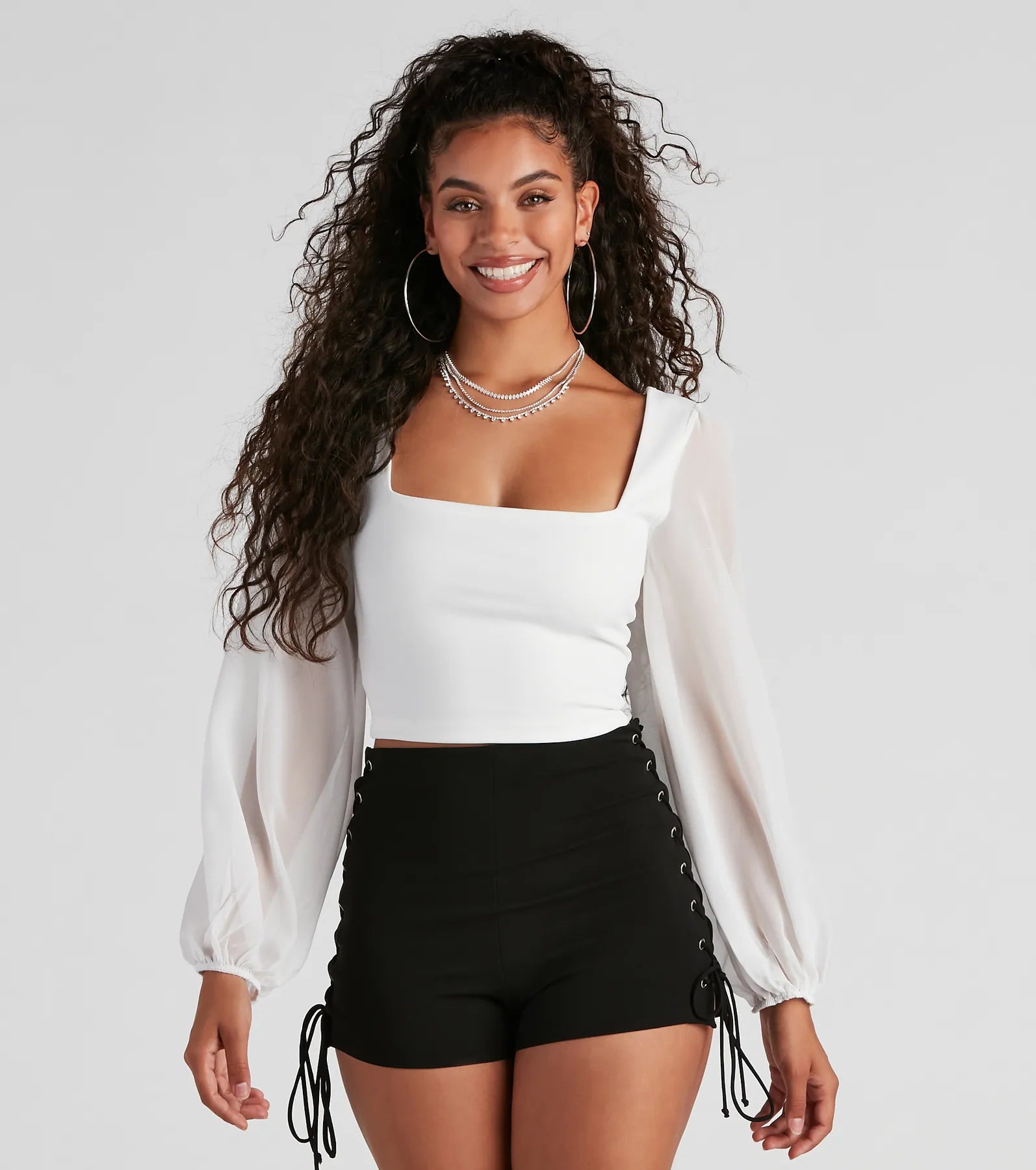 Classy Chic Chiffon Crop Top Cool Women's Distressed