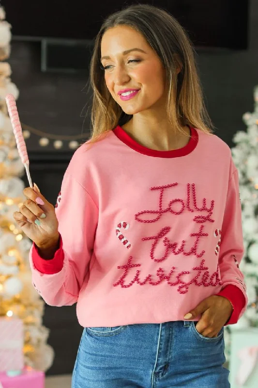 Jolly but Twisted Pink Sweatshirt Feminine Women's Style 
