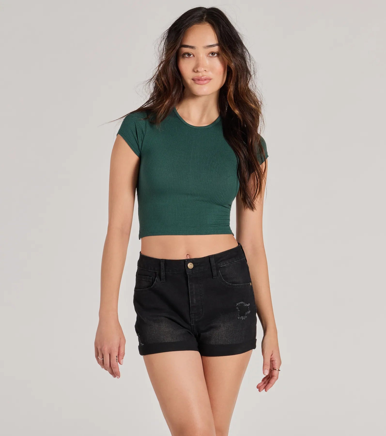 Cute Twist Strappy Back Crop Top Monochromatic All - in - one