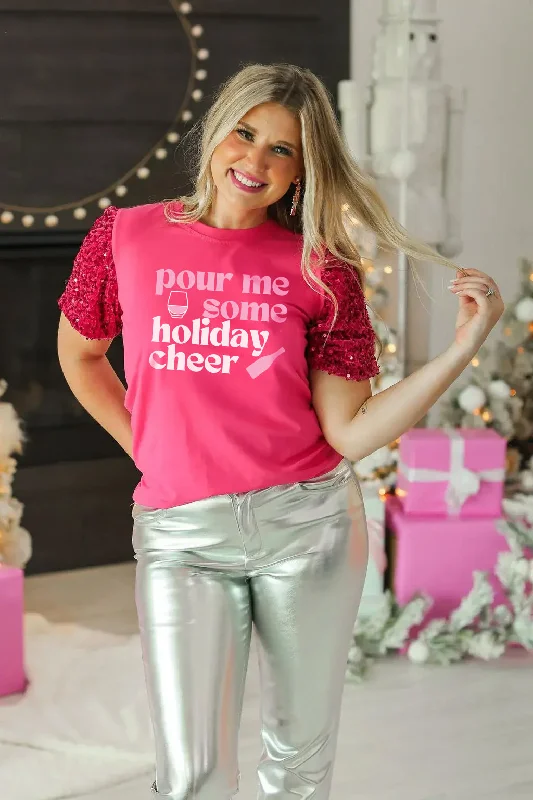 Holiday Cheer on Princess Top, Fuchsia Refined Women's Hand - crafted