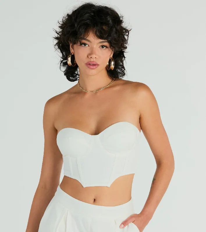 Trendy Treasure Strapless Linen Corset Top Athletic Women's 