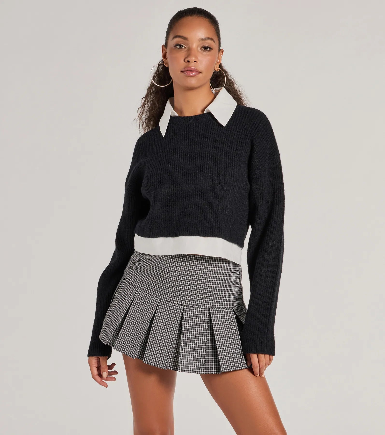 Preppy Aesthetic Collared Crew Neck Sweater Trendy Women's Oversized