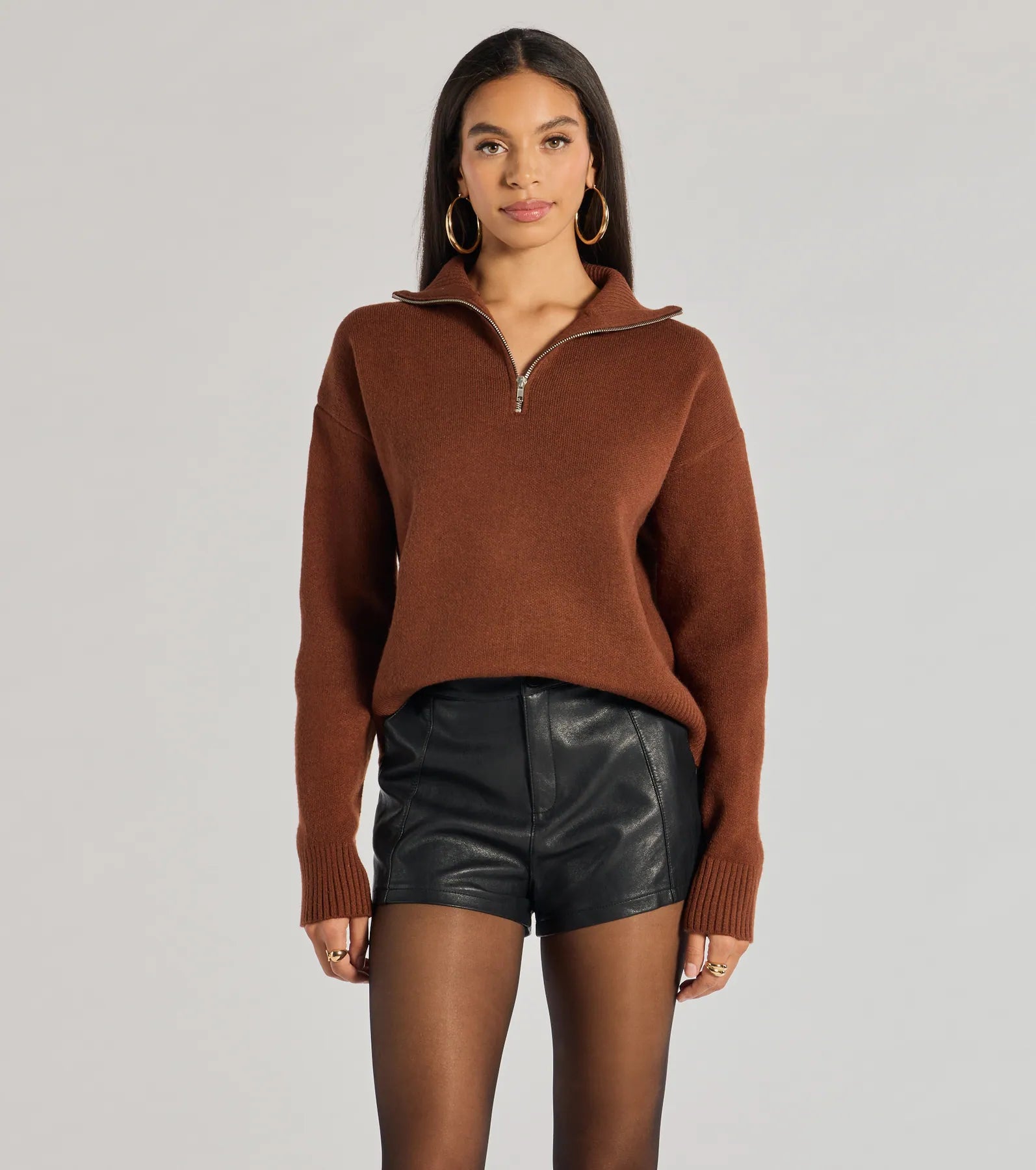 Cozy Staple Ribbed Knit Pullover Sweater Bold Women's Statement