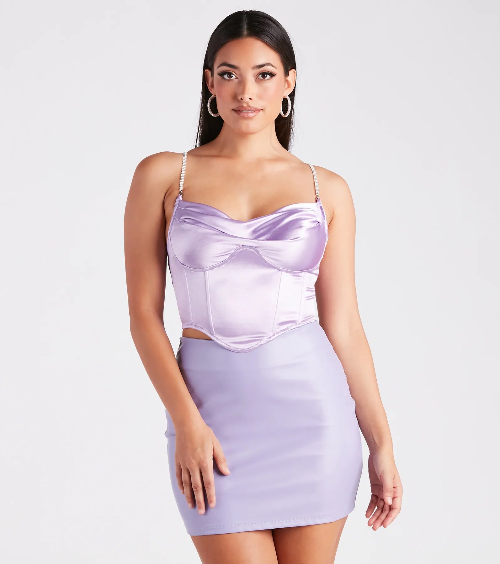 Bust Out The Rhinestone Satin Bustier Hip Women's Retro