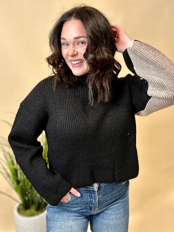Two Tone Mock Sweater Confident Women's High - fashion