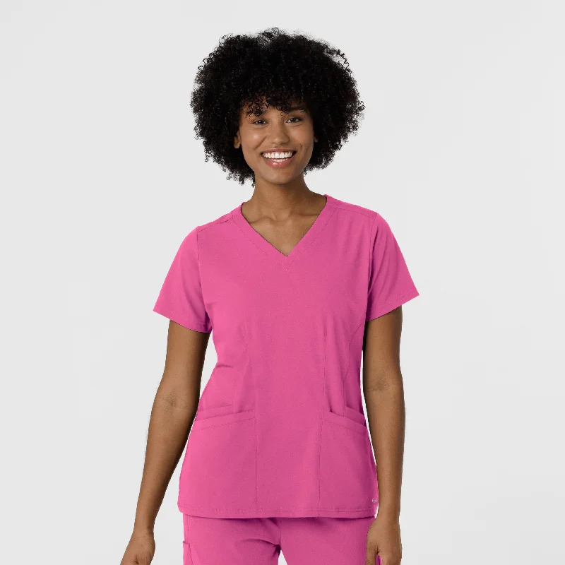 Aero Remix Women's Flex-N-Reach V-Neck Scrub Top - Fuchsia Bold Women's Animal Print