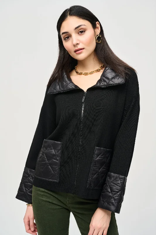 J.R 243933 Sweater Knit Zipped Jacket Unique Women's Upcycled