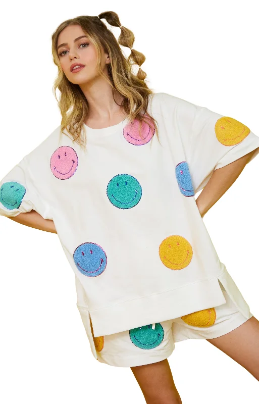 Fantastic Fawn Smiley Sequin Top Confident Women's Power