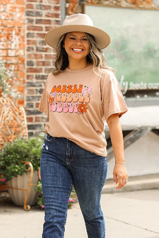 Gobble Gobble Gobble on Taupe Crewneck Dapper Women's Bow - adorned