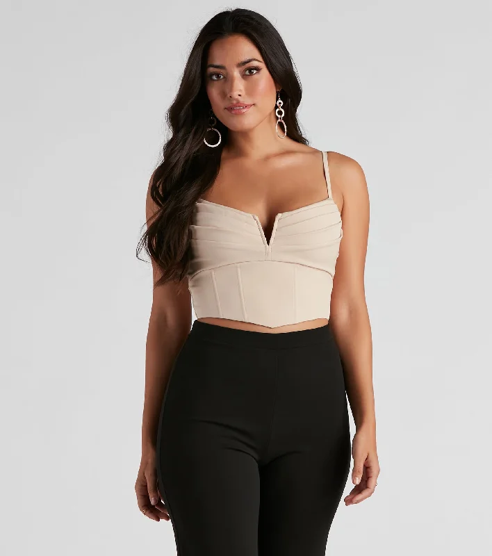 Pretty Pleats Satin Notch Bustier Cashmere