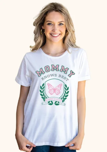 Mommy Knows Best on Vanilla Bean-White Cuff Tee Unique Women's Upcycled