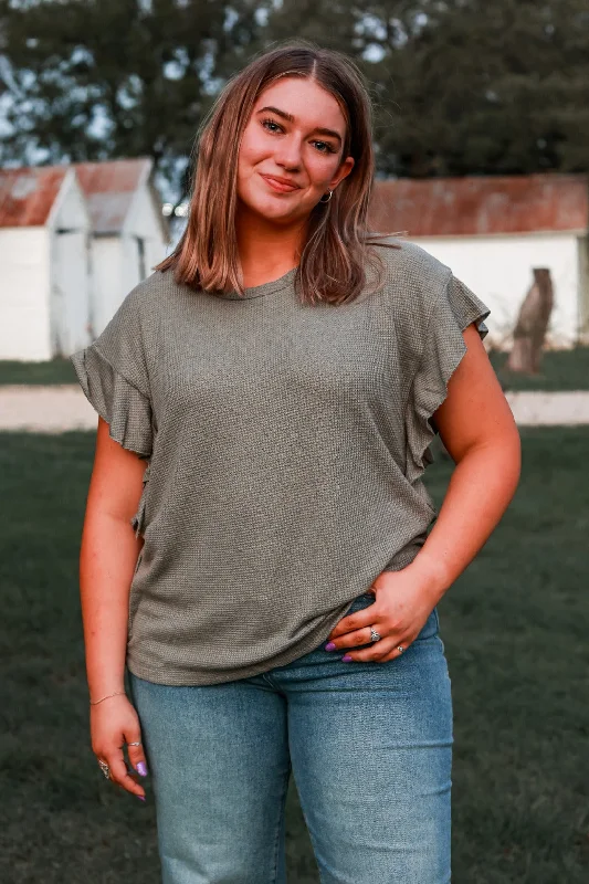 Jade Ruffle Sleeve Top Tough Women's Military - inspired