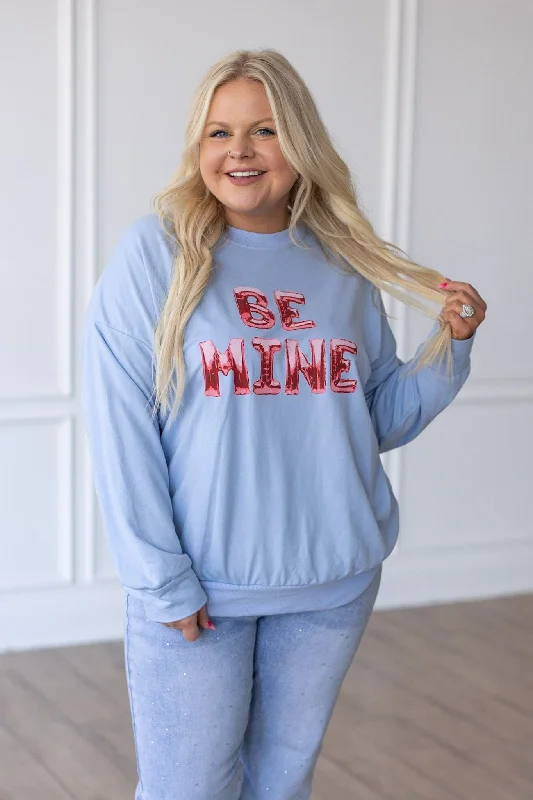 Be Mine Balloons on Light-Blue Crewneck Sweatshirt Tough Women's Military - inspired