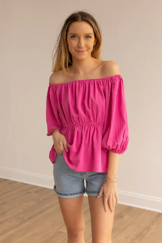 Bold Blossom Pink Peasant Blouse Bold Women's Statement